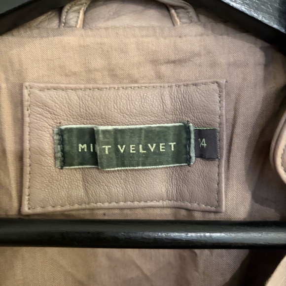 Mint Velvet Leather Moto Jacket Tan Beige Suede Panel Size US 10 - Picture 5 of 15
